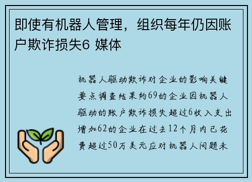 即使有机器人管理,组织每年仍因账户欺诈损失6 媒体 即使有机器人管理,组织每年仍因账户欺诈损失6 媒体